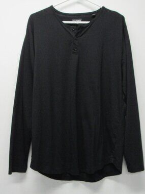 CUTS Curve Hem Henley Shirt Mens sz XL Black Long Sleeve Pyca Pro Athleisure
